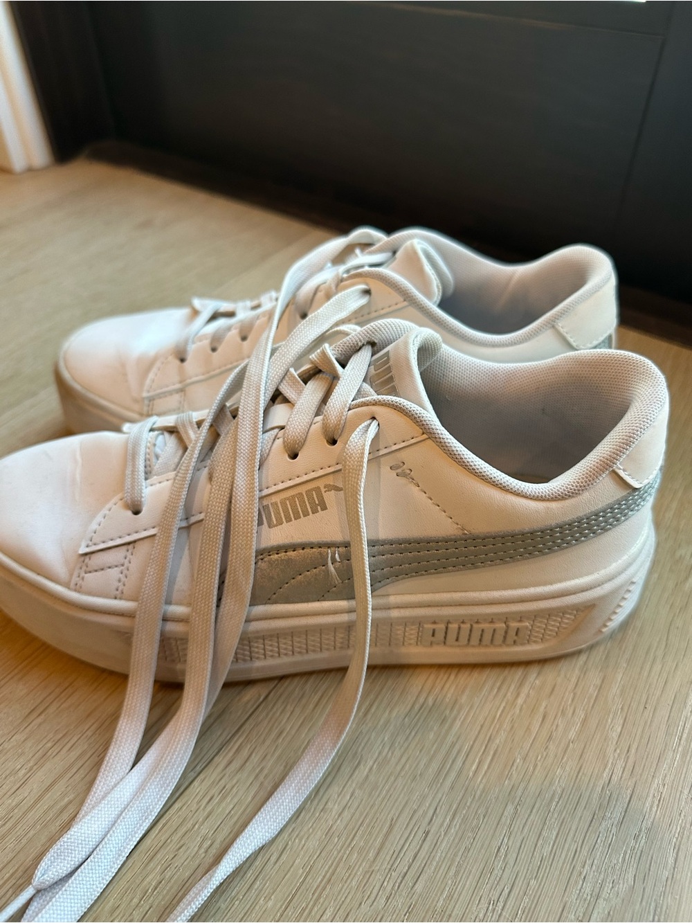 Puma White Sneakers with Silver Formstrip